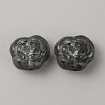 Transparent Normal Glass Beads, Rose, Black, 14x12x6.5mm, Hole: 1mm(GLAA-TAC0024-02M)