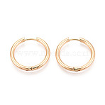 304 Stainless Steel Hoop Earrings, Ion Plating(IP), Real 18K Gold Plated, 22x23x2.5mm(EJEW-T048-24D-G)