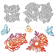 2Pcs 2 Styles Carbon Steel Cutting Dies Stencils, for DIY Scrapbooking, Photo Album, Decorative Embossing Paper Card, Stainless Steel Color, Flower & Butterfly, Mixed Patterns, 92~108x81~156x0.8mm, 1pc/style(DIY-WH0309-832)