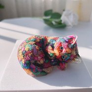 Resin Cat Display Decoration, with Shell Chips inside Statues for Home Office Decorations, Colorful, 81.50x54.70x39.90mm(PW-WG63330-05)