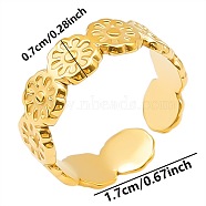 Geometric Flower Pattern Titanium Steel Open Cuff Ring for Unisex, Golden(HM6803-2)