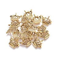 Tibetan Style Pendants, Crown, Lead Free and Cadmium Free, Antique Golden, 22x19.5x4mm, Hole: 2mm(TIBEP-LF10497YKG-AG-LF)