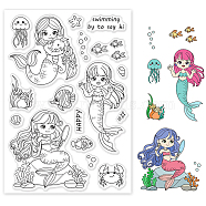 PVC Plastic Stamps, for DIY Scrapbooking, Photo Album Decorative, Cards Making, Stamp Sheets, Mermaid Pattern, 16x11x0.3cm(DIY-WH0167-56-757)