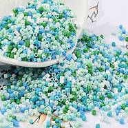 Baking Paint Glass Seed Beads, Cylinder, Aquamarine, 2x1.5mm, Hole: 1mm, about 50398pcs/pound(SEED-S042-05B-52)