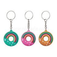 Doughnut PVC Plastic Keychain, with Iron Split Key Rings, Mixed Color, 10.5cm(KEYC-JKC00677)