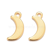201 Stainless Steel Charms, Moon, Real 24k Gold Plated, 13x6x0.8mm, Hole: 1.4mm(STAS-K217-09G)