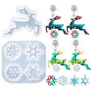 2Pcs 2 Style Christmas Deer and Snowflake Silicone Pendant Molds, Resin Casting Molds, for UV Resin, Epoxy Resin Craft Making, White, 25~41.5x30~42.5x5mm, Hole: 1.5mm(DIY-E055-49)
