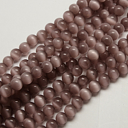 Cat Eye Beads, Round, Rosy Brown, 10mm, Hole: 0.8mm, about 39pcs/strand, 15 inch(CER10mm21)