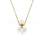 Natural Quartz Crystal Perfume Bottle Necklaces, with Golden Stainless Steel Chain, 23.62 inch(60cm)(PW-WG51282-09)