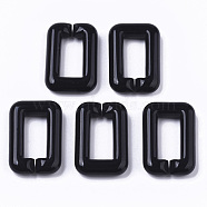 Opaque Acrylic Linking Rings, Quick Link Connectors, For Jewelry Cross Chains Making, Rectangle, Black, 30x20x6mm, Inner Diameter: 8x18mm, about 210pcs/500g(SACR-R248-03A)
