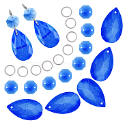 Gorgecraft DIY Shining Faceted Pendant Making Kits, Including Octagon Glass Rhinestone Links, Octagon Glass Pendants, Iron Split Rings, Blue, Links: 20pcs, Pendants: 10pcs, Ring: 40pcs(DIY-GF0003-25F)