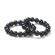 Round Glass Beads Stretch Bracelets for Teen Girl Women, Black, Beads: 4~5mm, Inner Diameter: 2-1/4 inch(5.65cm)(BJEW-A117-E-21)
