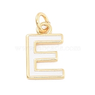 Rack Plating Brass Pendants, with Enamel and Jump Ring, Cadmium Free & Lead Free, Long-Lasting Plated, Real 18K Gold Plated, Letter, Letter E, 11.5x7x1mm, Hole: 2.5mm(KK-C065-05E-G)