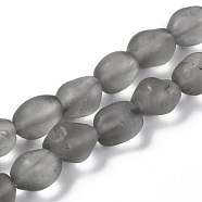 Handmade Lampwork Beads Strands, Frosted Nuggets, Gray, 10x7.5~8x8mm, Hole: 1.2mm, about 40pcs/strand, 15.35 inch(39cm)(LAMP-I022-28G)