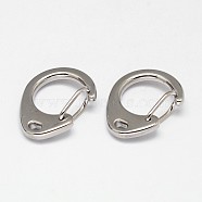 Oval 304 Stainless Steel Keychain Clasp Findings, Snap Clasps, Stainless Steel Color, 24.5x18.5x8mm, Hole: 3x2mm(STAS-D070-03)