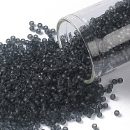 TOHO Round Seed Beads, Japanese Seed Beads, (9BF) Black Diamond Transparent Matte, 11/0, 2.2mm, Hole: 0.8mm, about 5555pcs/50g(SEED-XTR11-0009BF)