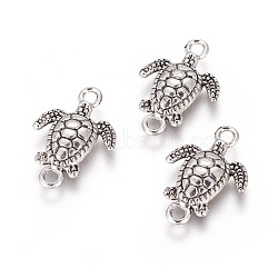 Tibetan Style Alloy Links connectors, Turtle, Antique Silver, 21x14.5x4mm, Hole: 2mm(PALLOY-F224-24AS)