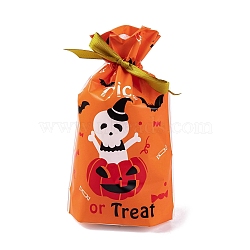 50Pcs Rectangle Halloween Candy Plastic Bags, Skull Printed Candy Drawstring Bags, Orange, 23.2x14.9x0.05cm(ABAG-U001-01A)