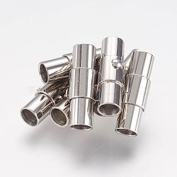Stainless Steel Locking Tube Magnetic Clasps, Column, Size: about 5mm wide, 18mm long, 4mm inner diameter(X-STAS-H019-2)
