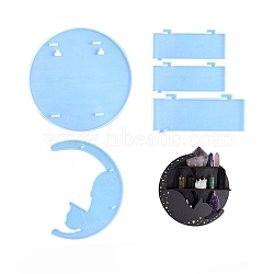 DIY Silhouette Silicone Moon Wall Floating Shelf Molds, Resin Casting Molds, for UV Resin, Epoxy Resin Craft Making, Cat Shape, 182~260mm, 5pcs/set(PW-WG93096-04)