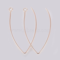 Ion Plating(IP) 304 Stainless Steel Earring Hooks, Ear Wire, with Horizontal Loop, Rose Gold, 41x22x0.8mm, Hole: 2.5mm, Pin: 0.8mm(X-STAS-K184-05-01RG)