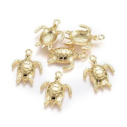 Alloy Pendants, Lead Free & Nickel Free & Cadmium Free, Sea Turtle, Real 14K Gold Plated, 23.5x30x3mm, Hole: 3mm(X-TIBEP-A040-032G-NR)