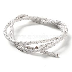 Braided Leather Cord, White, 3mm, 50yards/bundle(VL3mm-13)