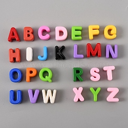 Acrylic European Beads, Large Hole Beads, Letter A~Z, Mixed Color, 20~21x8~21x13.5mm, Hole: 6mm, 26pcs/set(OACR-WH0051-013)