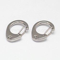 Oval 304 Stainless Steel Keychain Clasp Findings, Snap Clasps, Stainless Steel Color, 24.5x18.5x8mm, Hole: 3x2mm(STAS-D070-03)
