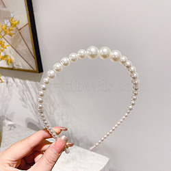 Plastic Imitation Pearls Hair Bands, Bridal Hair Bands Party Wedding Hair Accessories for Women Girls, White, 140mm(OHAR-PW0007-19C)