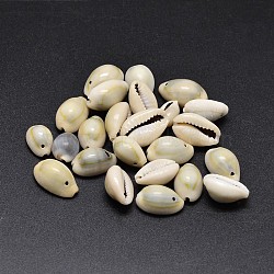 Shell Oval Pendants, Beige, 13~16x9~11x6~8mm, Hole: 1mm, about 860pcs/500g(BSHE-O007-69)