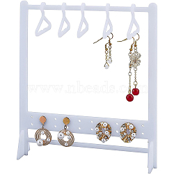 Opaque Acrylic Earring Display Stands, Coat Hanger Shape, White, Finish Product: 16x3.9x18cm, about 8pcs/set(EDIS-WH0029-13)