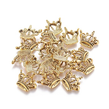 Tibetan Style Pendants, Crown, Lead Free and Cadmium Free, Antique Golden, 22x19.5x4mm, Hole: 2mm