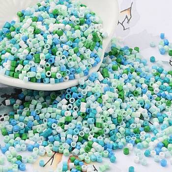Baking Paint Glass Seed Beads, Cylinder, Aquamarine, 2x1.5mm, Hole: 1mm, about 50398pcs/pound