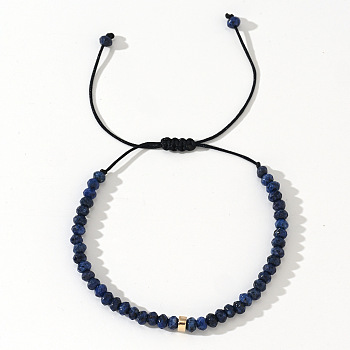 Adjustable Natural Sodalite Faceted Beaded Braided Bracelets for Men, 11 inch(28cm)