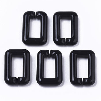 Opaque Acrylic Linking Rings, Quick Link Connectors, For Jewelry Cross Chains Making, Rectangle, Black, 30x20x6mm, Inner Diameter: 8x18mm, about 210pcs/500g