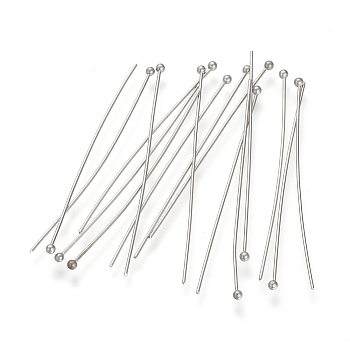 304 Stainless Steel Ball Head pins, Stainless Steel Color, 70x0.5mm, pin: 0.5mm