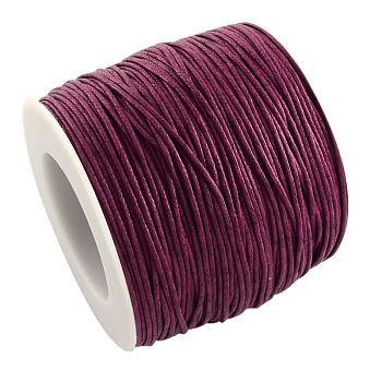 Eco-Friendly Waxed Cotton Thread Cords, Macrame Beading Cords, for Bracelet Necklace Jewelry Making, Medium Violet Red, 1mm, about 100yards/roll