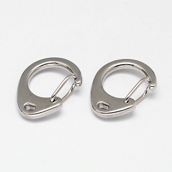Oval 304 Stainless Steel Keychain Clasp Findings, Snap Clasps, Stainless Steel Color, 24.5x18.5x8mm, Hole: 3x2mm