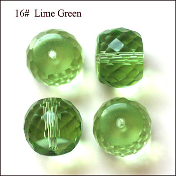 Imitation Austrian Crystal Beads, Grade AAA, Faceted, Drum, Lime Green, 11x9.5mm, Hole: 0.9~1mm
