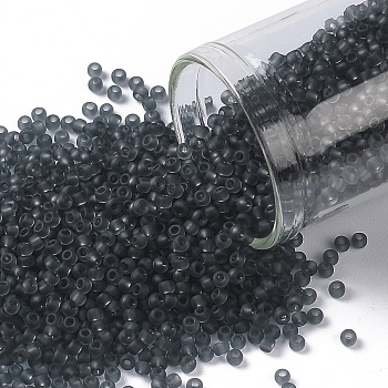 TOHO Round Seed Beads, Japanese Seed Beads, (9BF) Black Diamond Transparent Matte, 11/0, 2.2mm, Hole: 0.8mm, about 5555pcs/50g