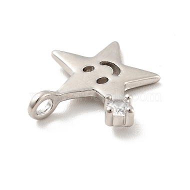 Étoile avec visage souriant pendentifs en laiton micro pavé de zircons cubiques transparents(KK-G425-09)-4
