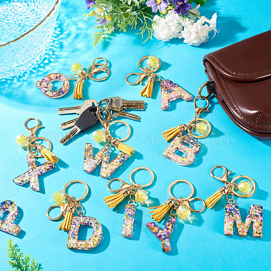 Alloy Resin Polygon Keychains(KEYC-TADJ0002-03G-A)-4