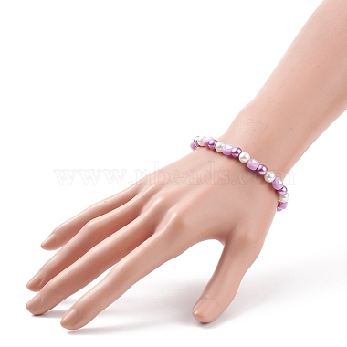 Bracelet extensible en perles de verre et cœur en acrylique pour femme(BJEW-JB08393)-3