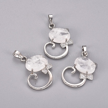 Platinum Cat Quartz Crystal Pendants