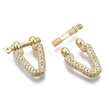 Brass Micro Pave Clear Cubic Zirconia D-Ring Anchor Shackle Clasps(ZIRC-S066-048-NF)-3