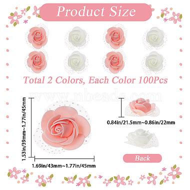 200Pcs 2 Colors 3D Foam Rose Ornament Accessories(DIY-CP0008-67)-2