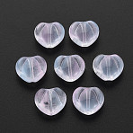 Two Tone Transparent Spray Painted Glass Beads, Heart, Pearl Pink, 10.5x12x6.5mm, Hole: 1mm(GLAA-T022-24-C04)
