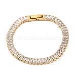 Cubic Zirconia Tennis Bracelet, PVD Vacuum Plating Golden 304 Stainless Steel Rectangle Link Chain Bracelet, Long-Lasting Plated, Clear, 6-1/2~6-3/4 inch(16.5~17.2cm)(BJEW-M301-04G-01)