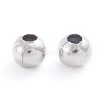 Tarnish Resistant 304 Stainless Steel Beads, Hollow Round, Stainless Steel Color, 3x2.7~3mm, Hole: 1mm, 500pcs/bag(A-STAS-G230-P03)